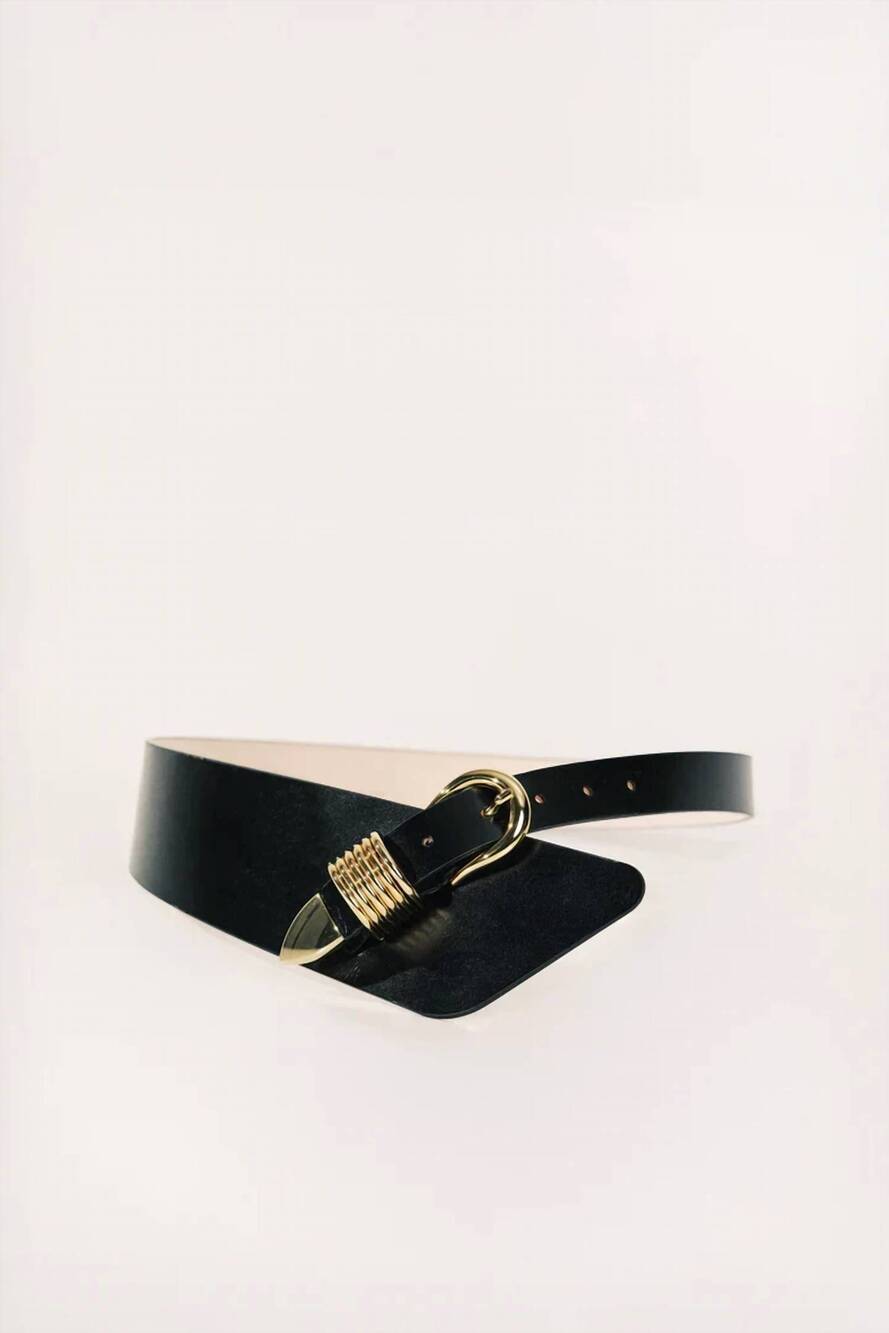 NEW DEHANCHE women's alcott leather belt in gold/ black